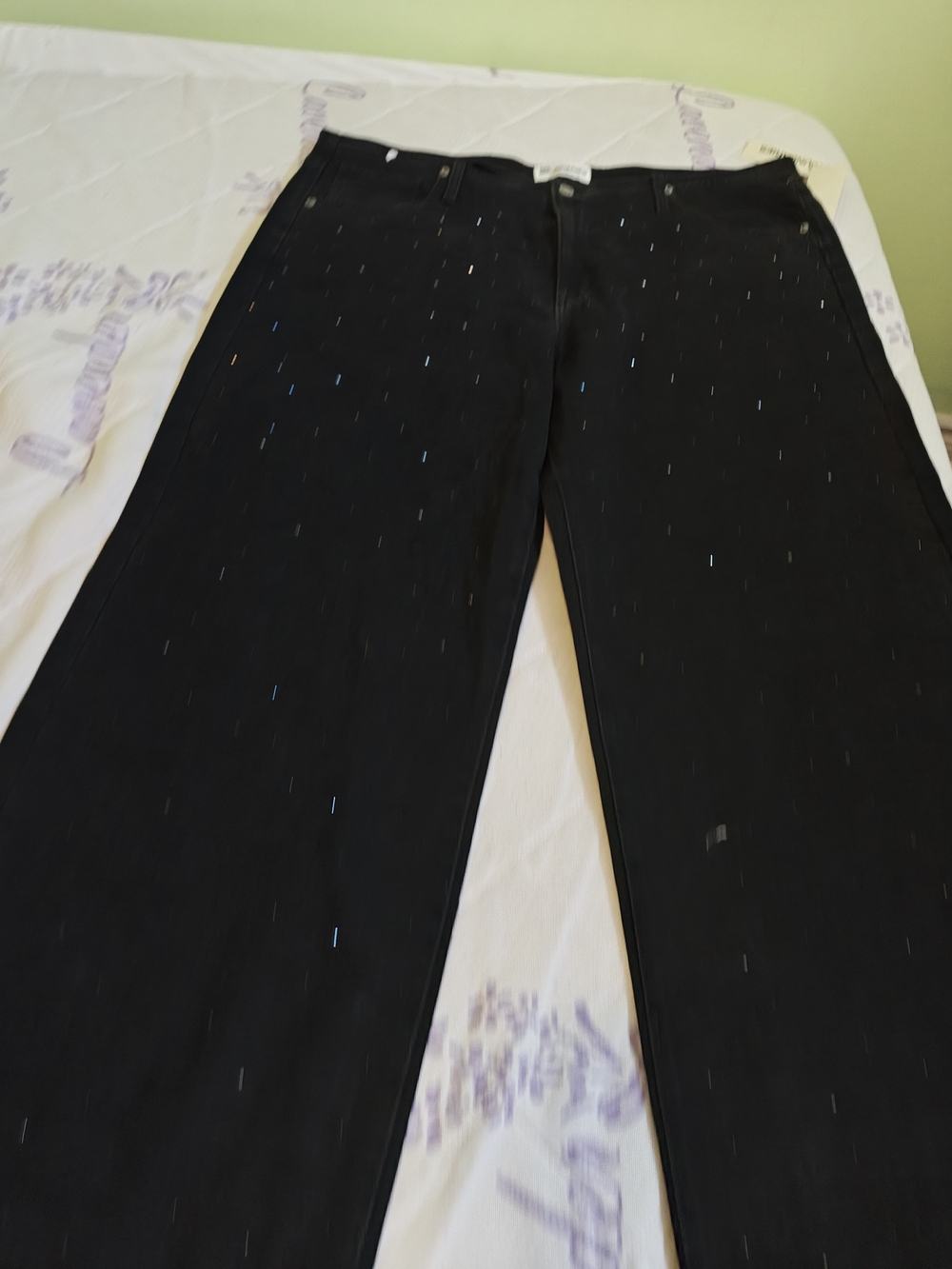 No Boundaries Black Wide-Leg Jeans with Subtle Metallic Fleck Size 16-18